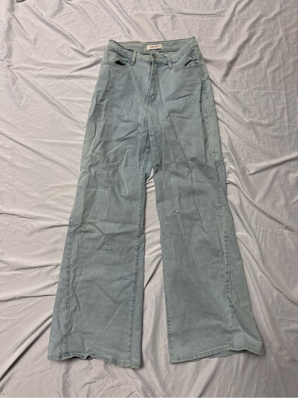 Vibrant Pale Blue Wide-Leg Jeans
